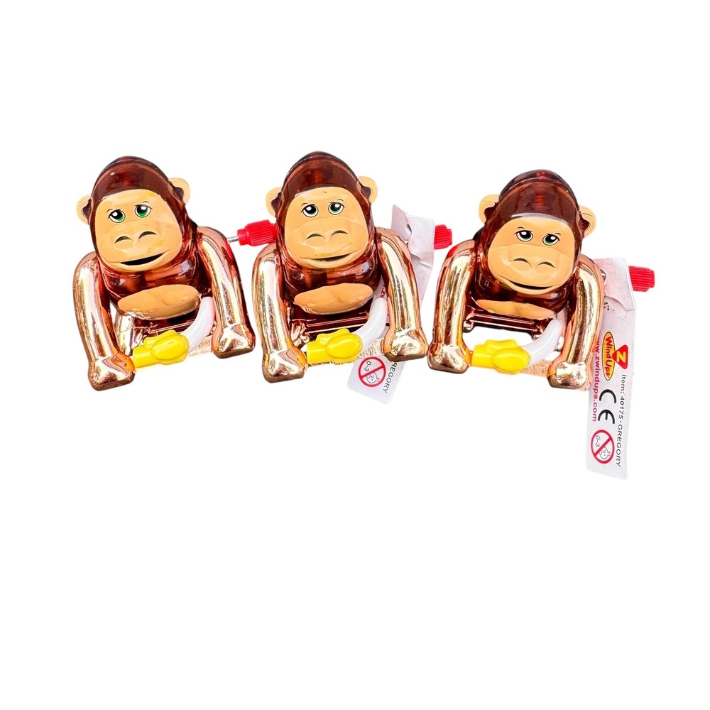 Z Wind Ups Gregory Monkey Tomy 2009 Lot of 3 Translucent Brown Gold 40175